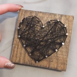 String Art Heart Black Wood decor